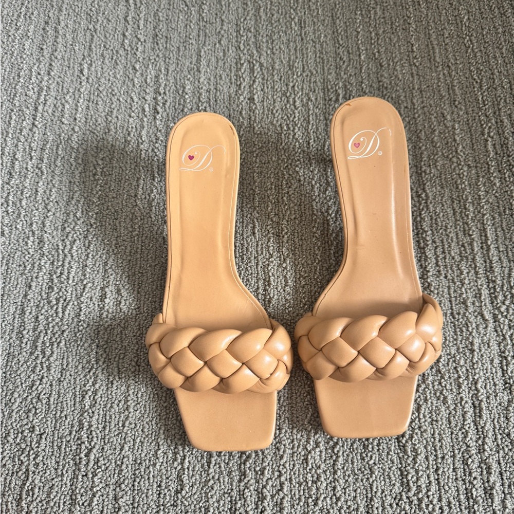 Tan Braided Slide Sandals
